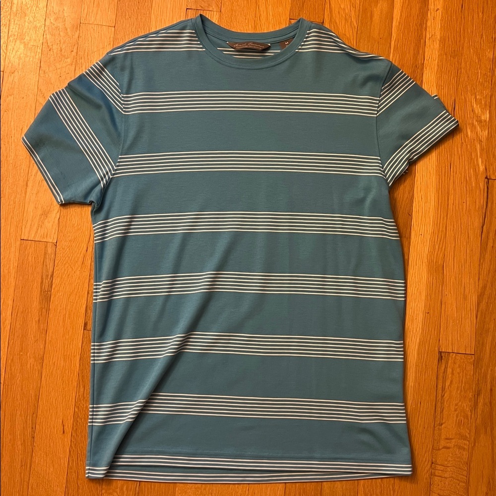 Daniel Cremieux Light Blue and White Striped Tee 100% Pima Cotton, New